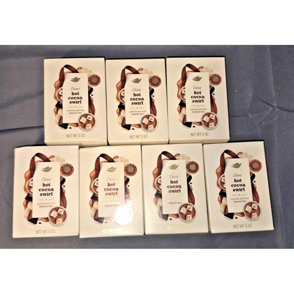 Lot of 7 Dove Hot Cocoa Swirl Limited Edition Holiday Treats Bar Soap 5oz New
